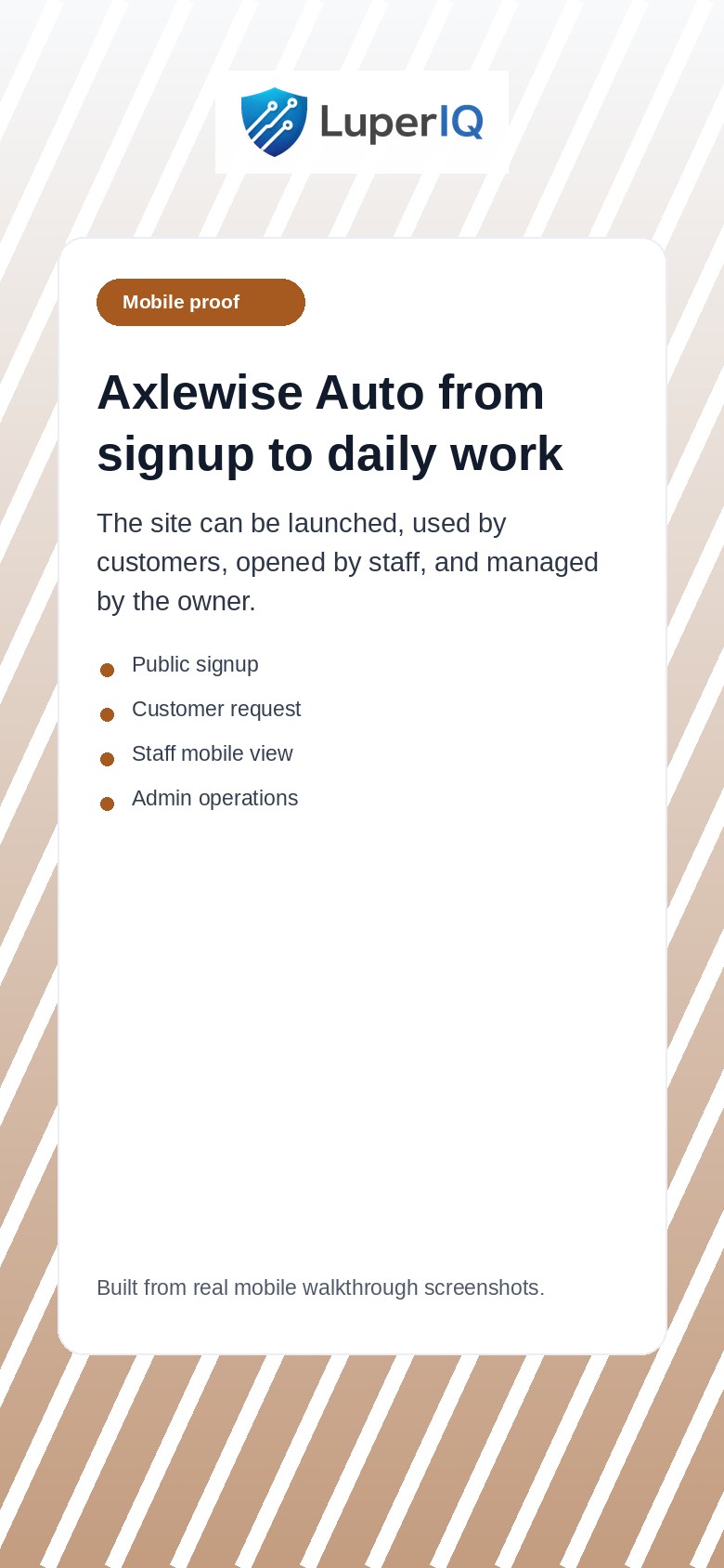 Mobile Auto Repair workflow walkthrough preview