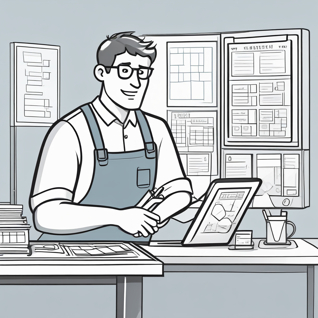 HVAC technician checking appointment schedule on tablet device